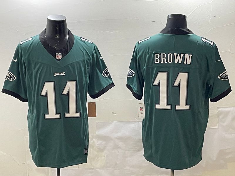 Men Philadelphia Eagles #11 Brown Green Three generations 2025 Nike Vapor Limited NFL Jersey style 5->philadelphia eagles->NFL Jersey